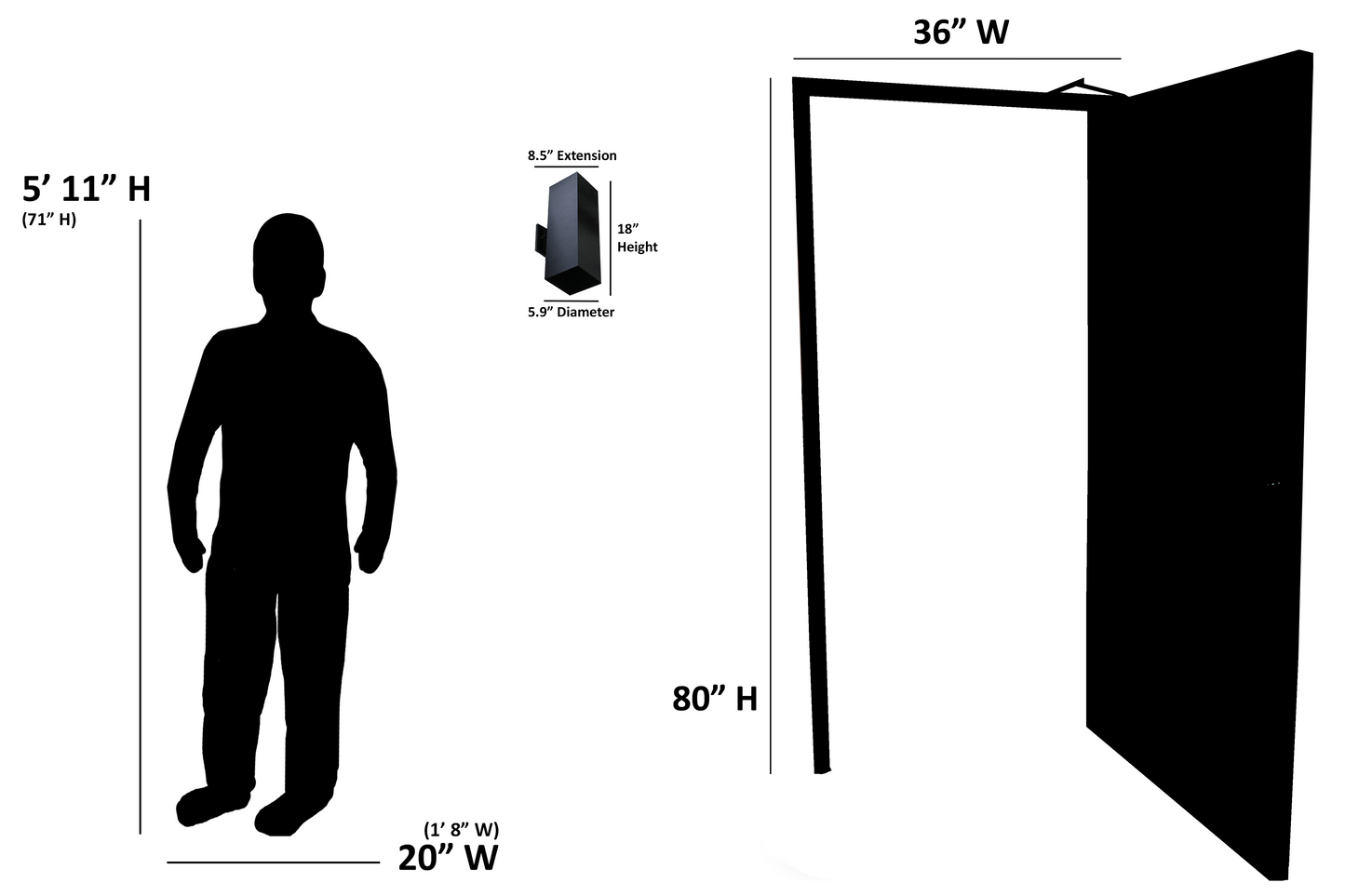 Zain 2-Light Large Cube Up/Down Patio Light - Textured Black