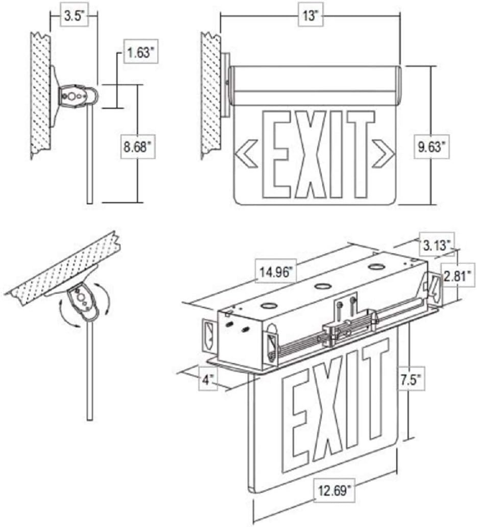 Slope Ceiling Lit Exit, Double Face Self Diagnostic
