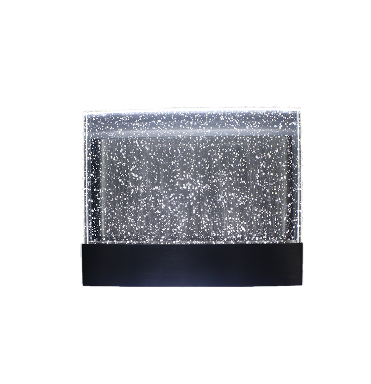 Matte Black Integrated LED Rectangle Wall Sconce with Bubble Glass