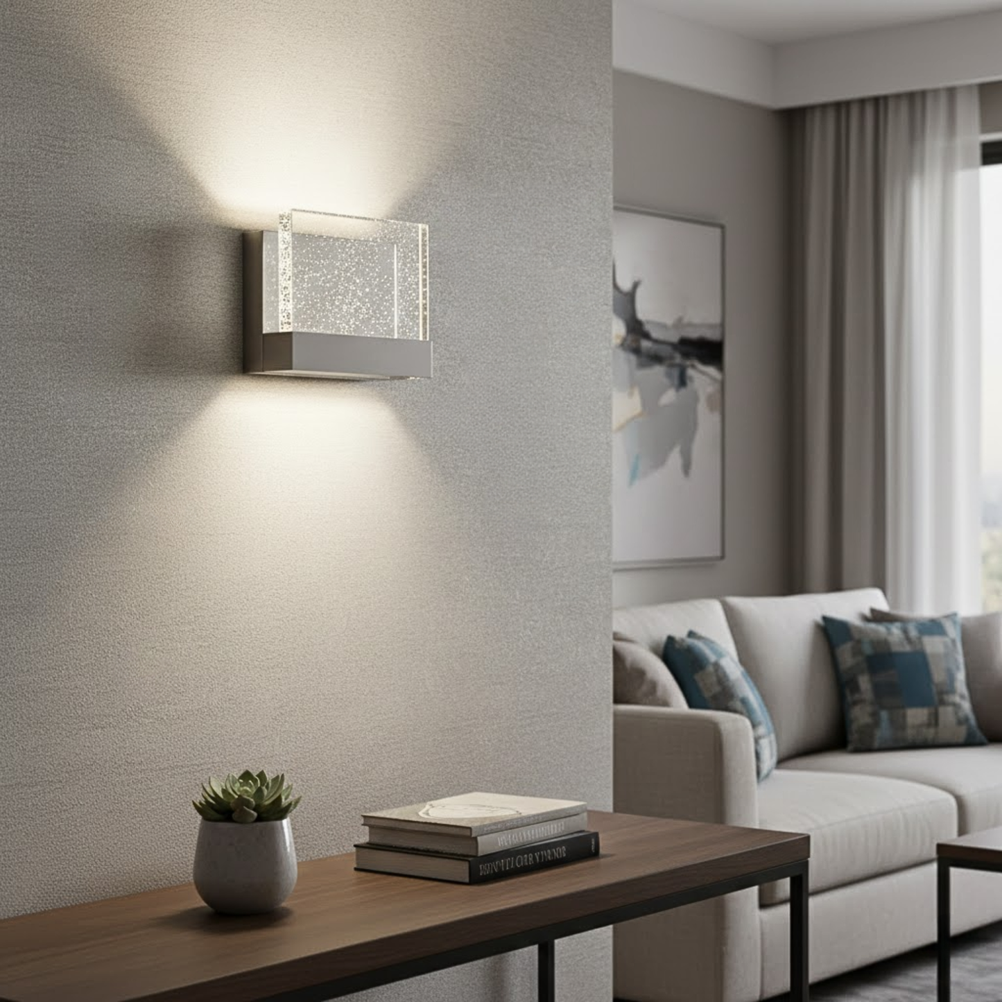 Intergraded LED Rectangle Bubble Glass Indoor Wall Sconce