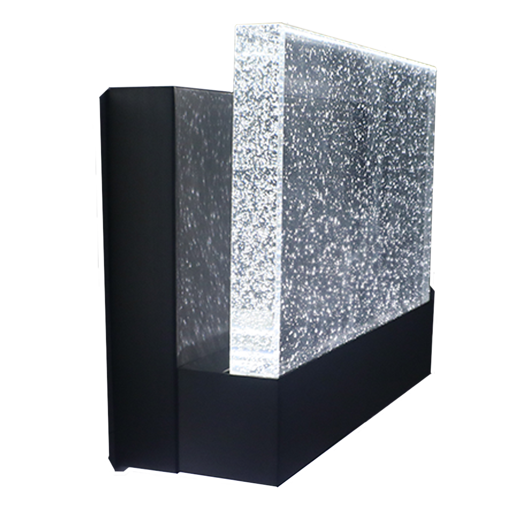 Matte Black Integrated LED Rectangle Wall Sconce with Bubble Glass