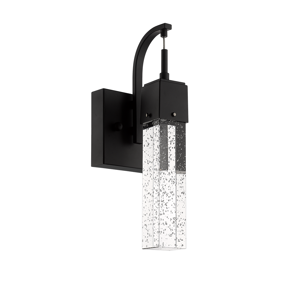 LED Matte Black Vanity Fixture with Bubble Glass