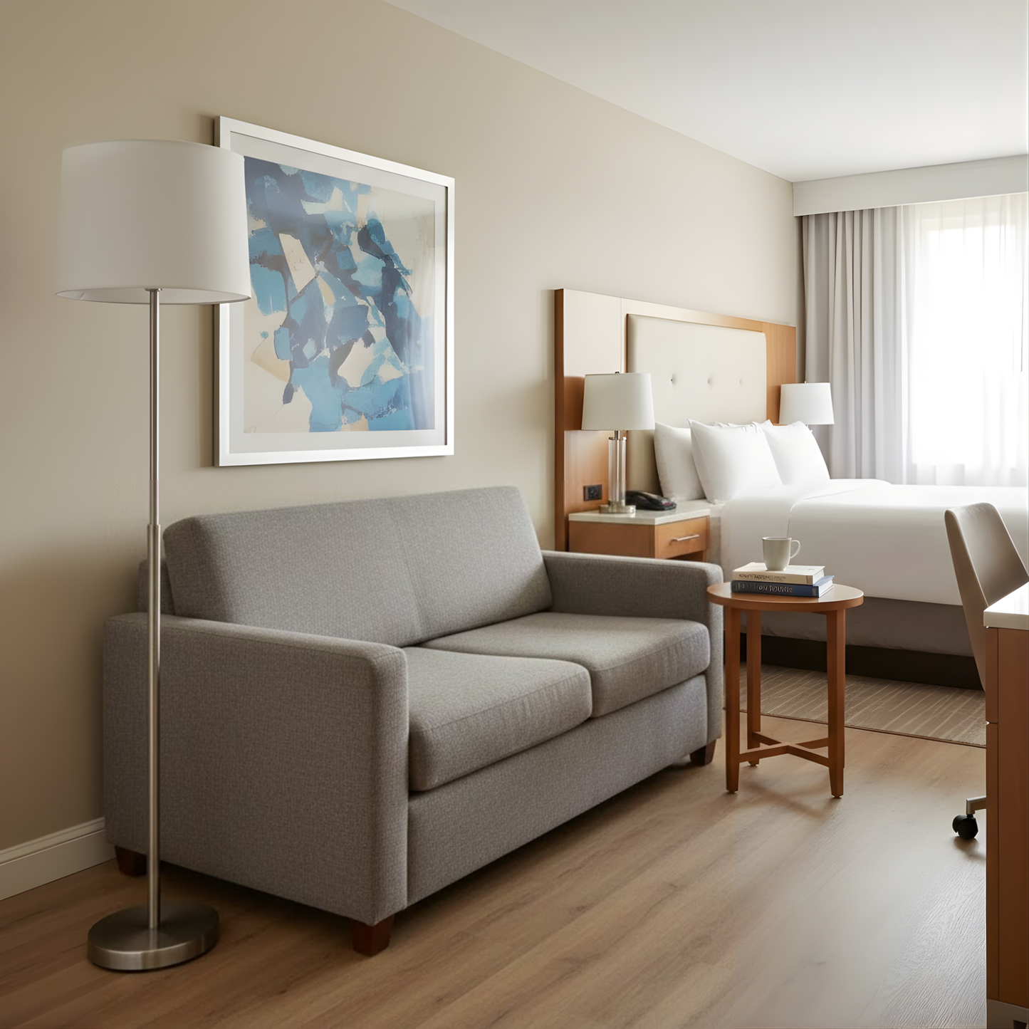 59" H Floor Lamp with Brushed Nickel Finish