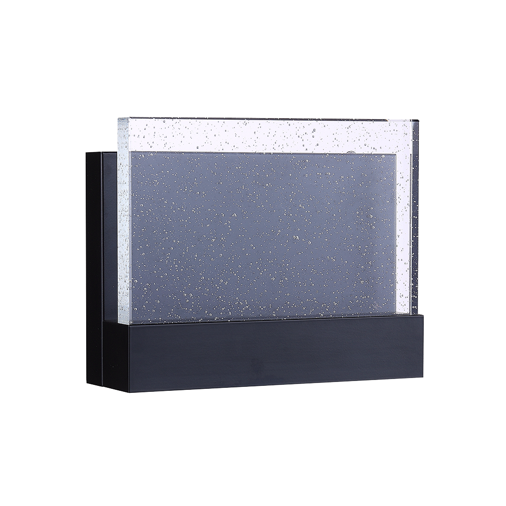 Matte Black Integrated LED Rectangle Wall Sconce with Bubble Glass