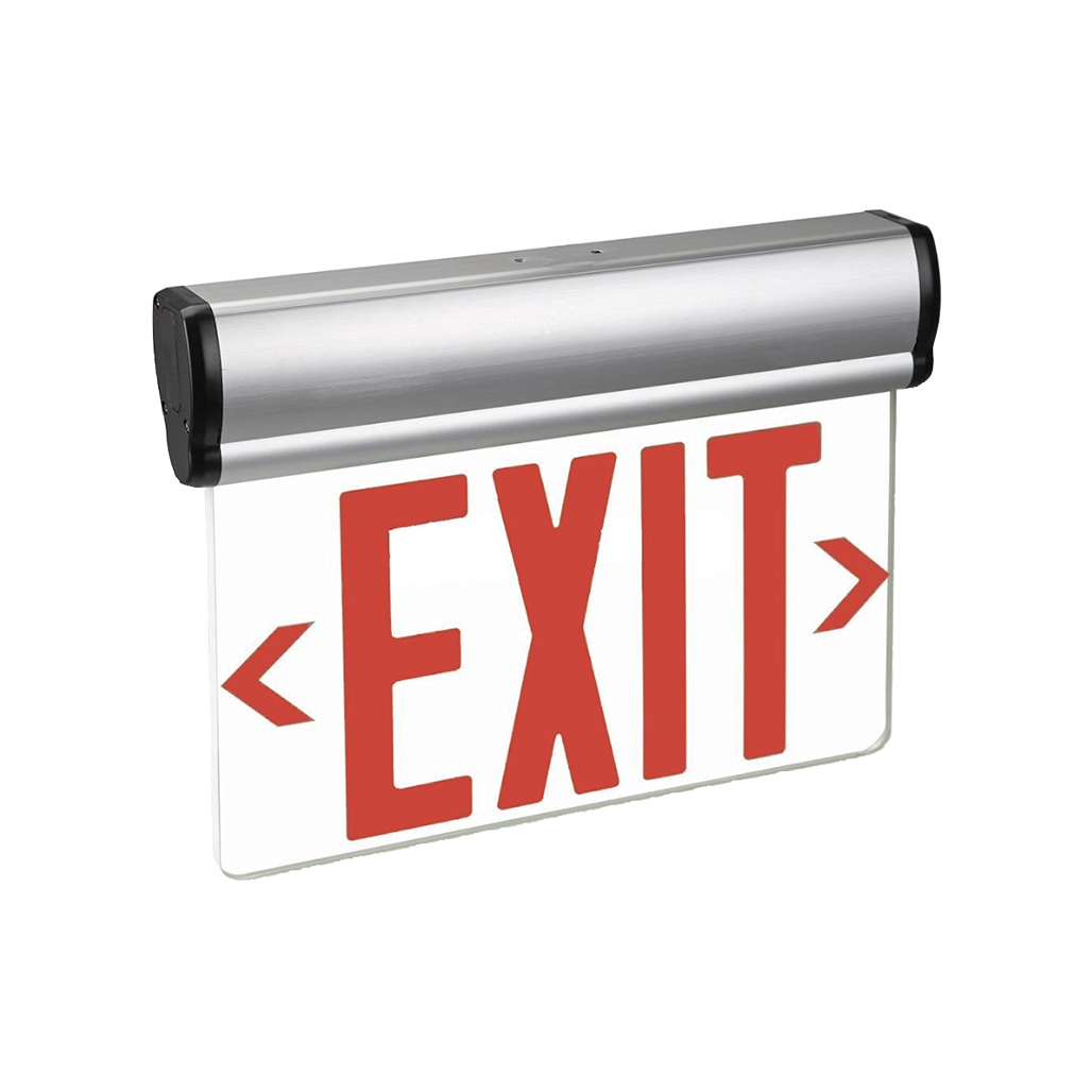 Single Face Clear Acrylic Exit Sign - Red Letters