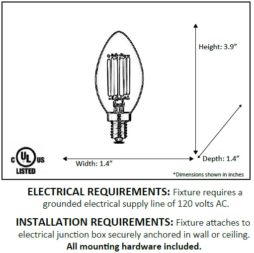 LED 4 Watt Torpedo Candle Base Dimmable Light Bulb