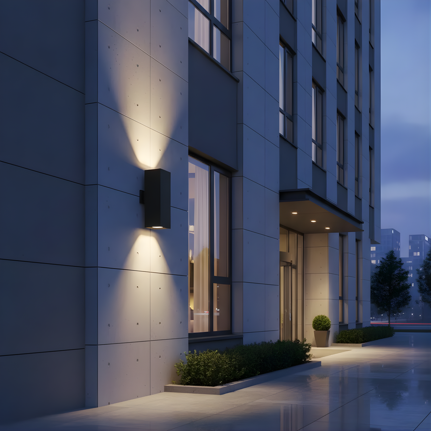 Zain 2-Light Large Cube Up/Down Patio Light - Textured Black