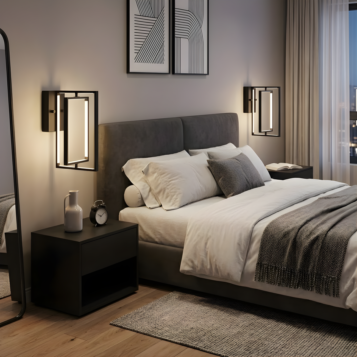 Modena 10 in. Tall 25W Integrated LED Modern Rectangle Wall Sconce - Black