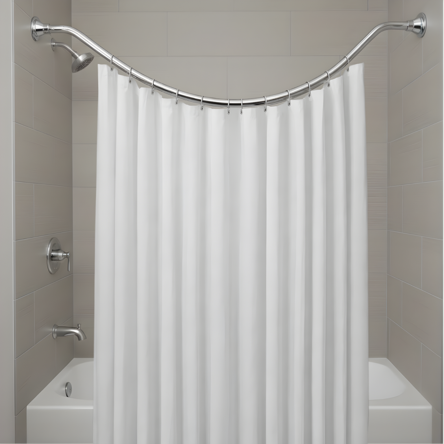 Curved 60" Brushed Nickel Screw-Mounted Shower Curtain Rod