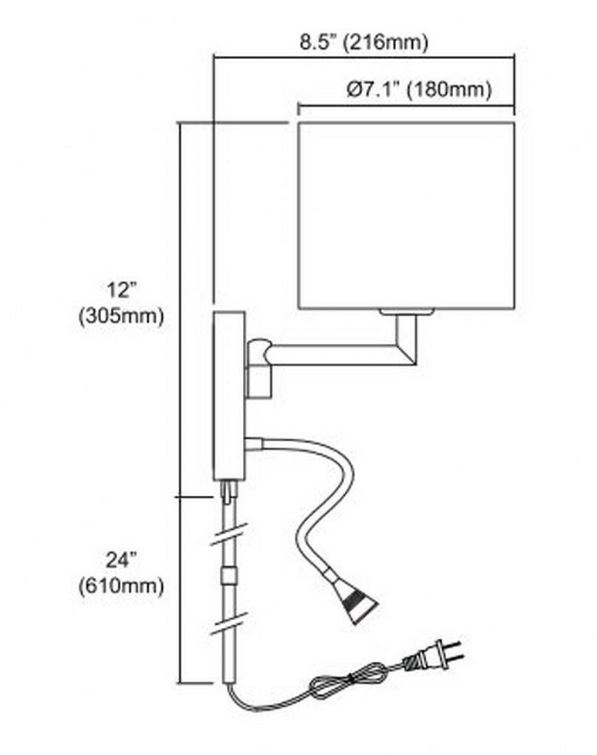 Wall Lamp w/ LED Reading Light