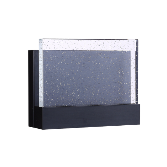 Matte Black Integrated LED Rectangle Wall Sconce with Bubble Glass