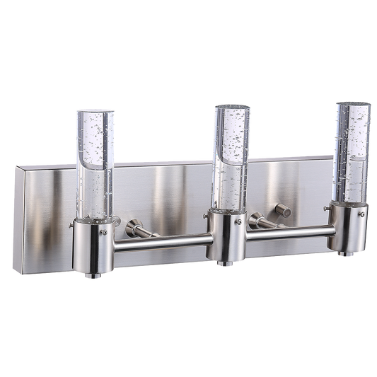 Soffi 15-Watt Nickel Rectangle Bathroom Wall Lights with Seeded Glass