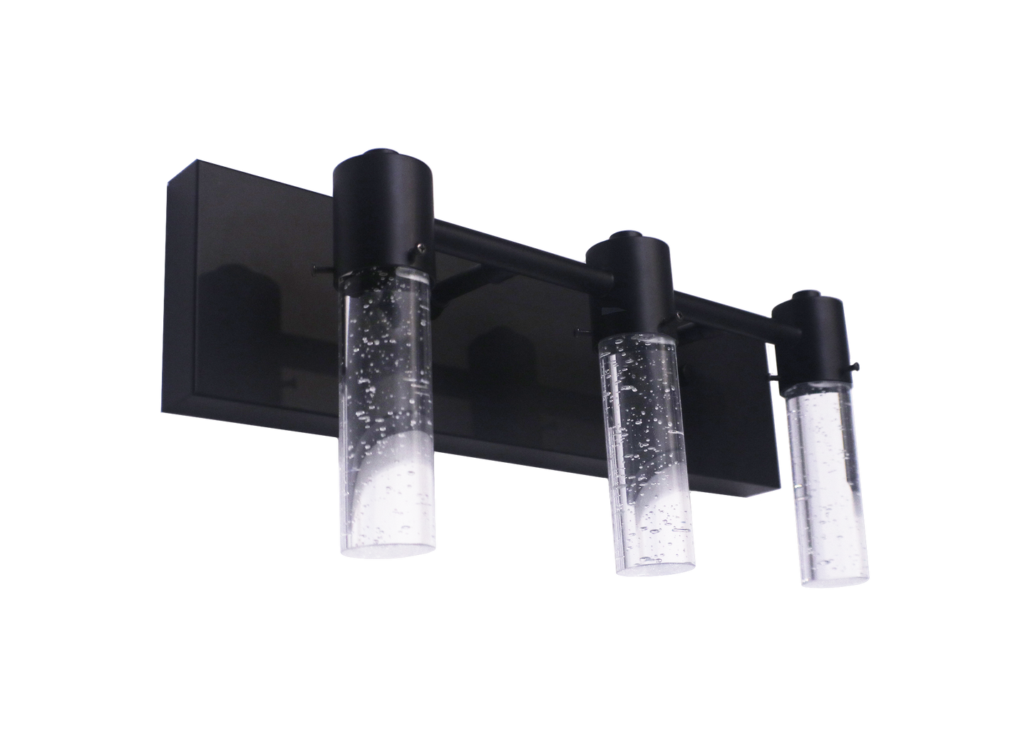 Soffi 15-Watt Black Rectangle Bathroom Wall Lights with Seeded Glass