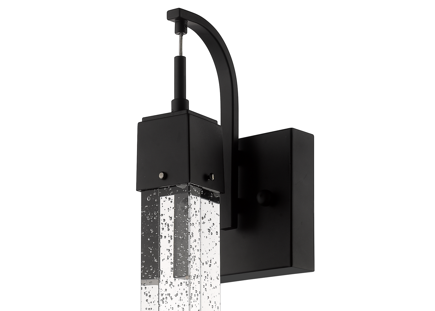 LED Matte Black Vanity Fixture with Bubble Glass