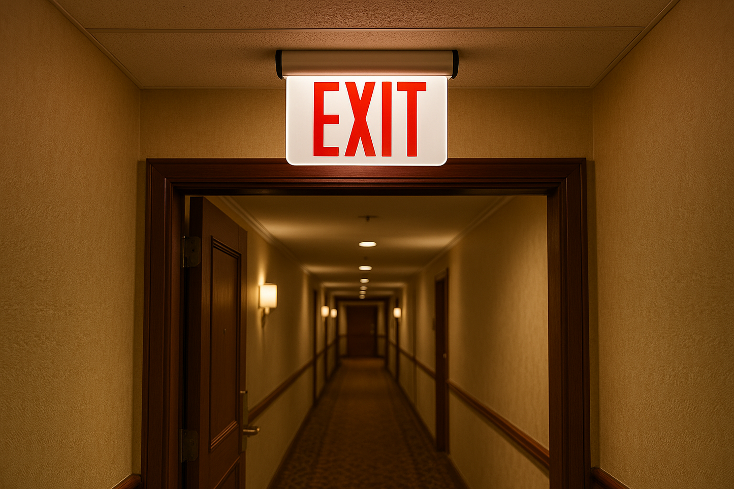 Double Face Clear Acrylic Exit Sign - Red Letters