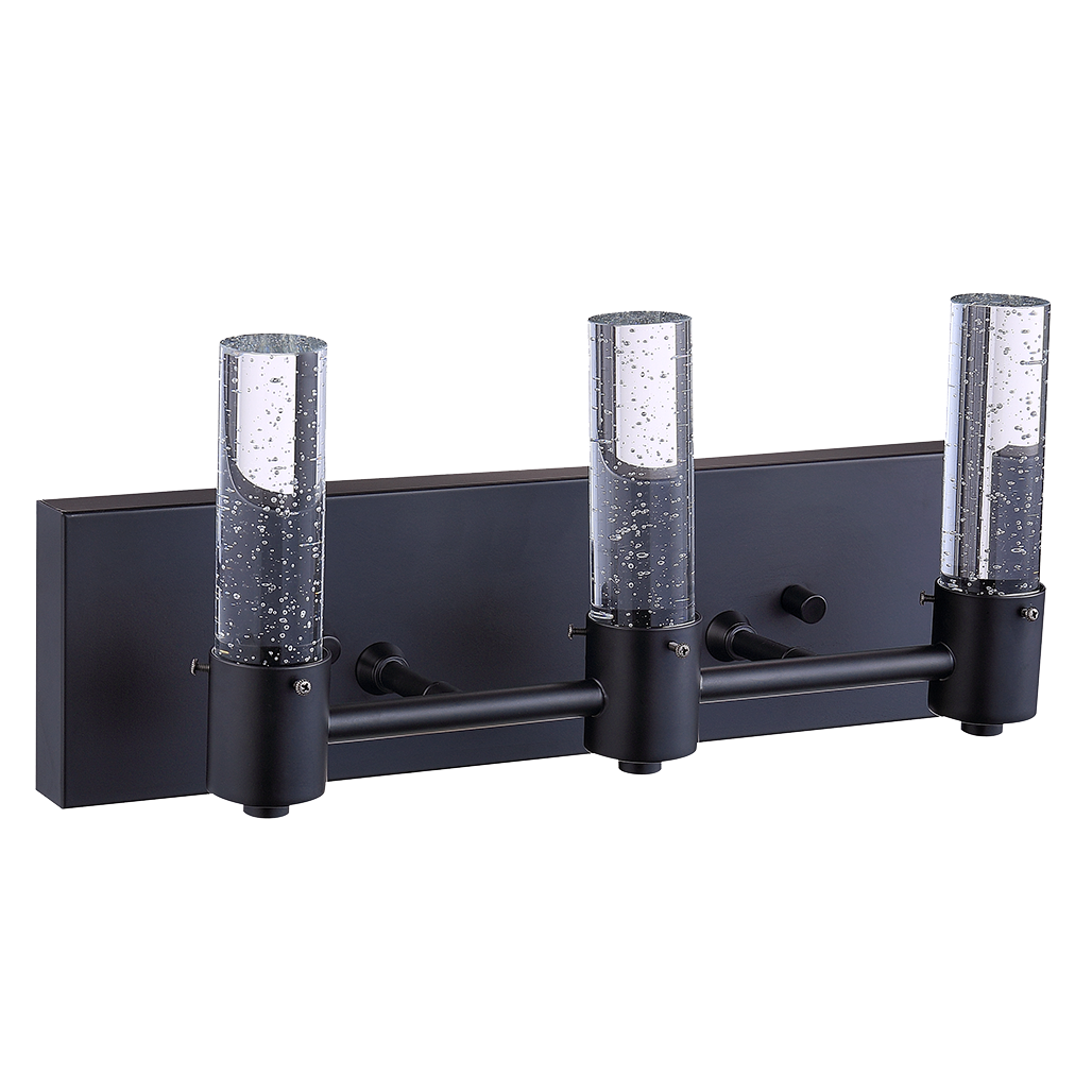 Soffi 15-Watt Black Rectangle Bathroom Wall Lights with Seeded Glass