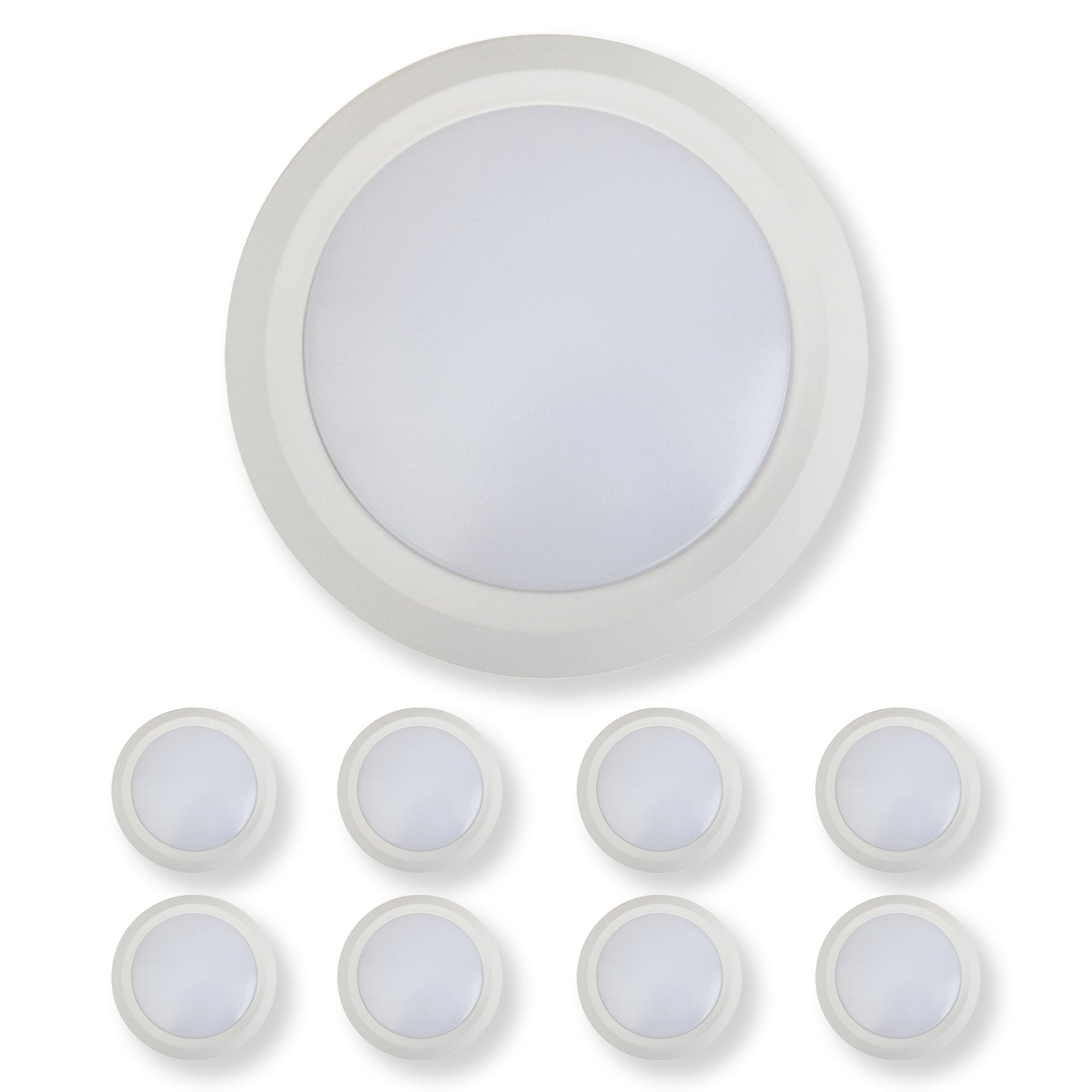 7 Inch LED Disk Light 15W - 3000K - 1080Lumens - White (1 Pack, 2 Pack, 4 Pack, 6 Pack, 8 Pack)